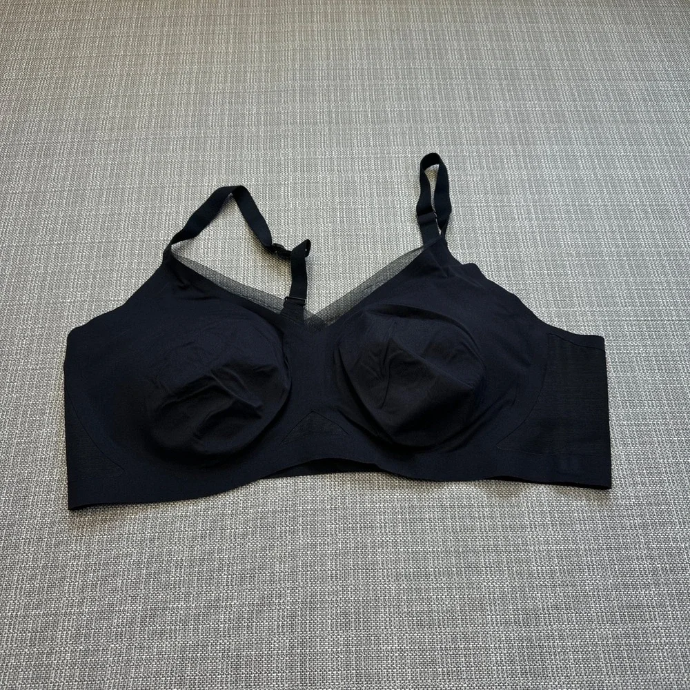 Honeylove Silhouette Bra‎ Black Size 3X Style LWBR0302 Wireless V-Neck